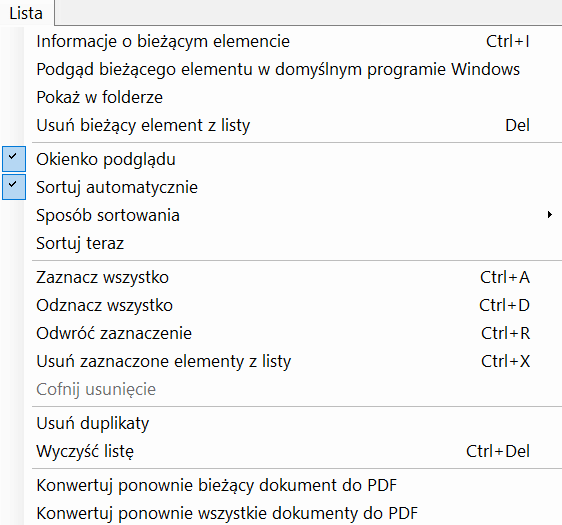 Lista dokumentów