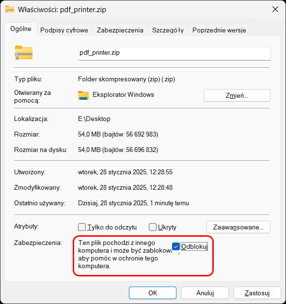 Właściwości pliku
